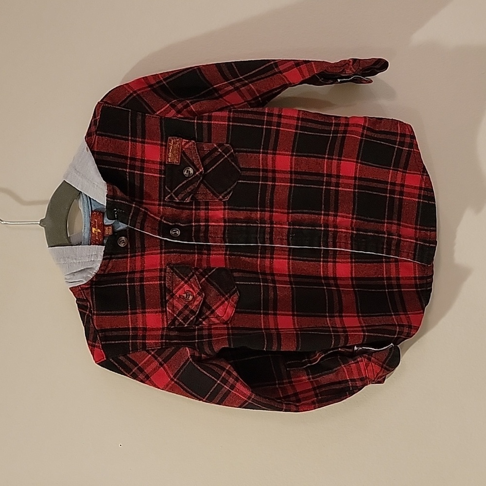 7fam 7 for all mankind flannel hoody button down kids 18 months